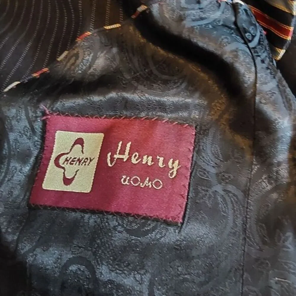 Henry‎ Uomo Men's Suit Blazer Sport Coat Jacket 40R Black Pinstripe Classic